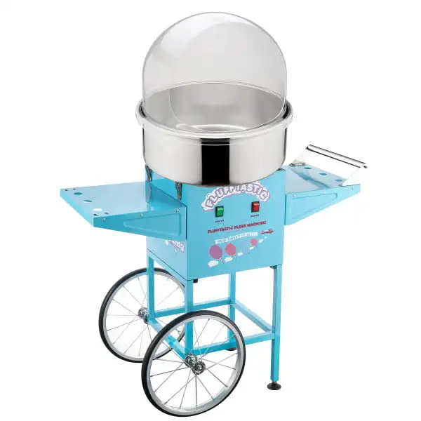 

Candy – Flufftastic 1000W Floss Maker with Cart, 13-Inch Wheels, Dome Shield, and Stainless-Steel Pan by (Blue) Coffee machi