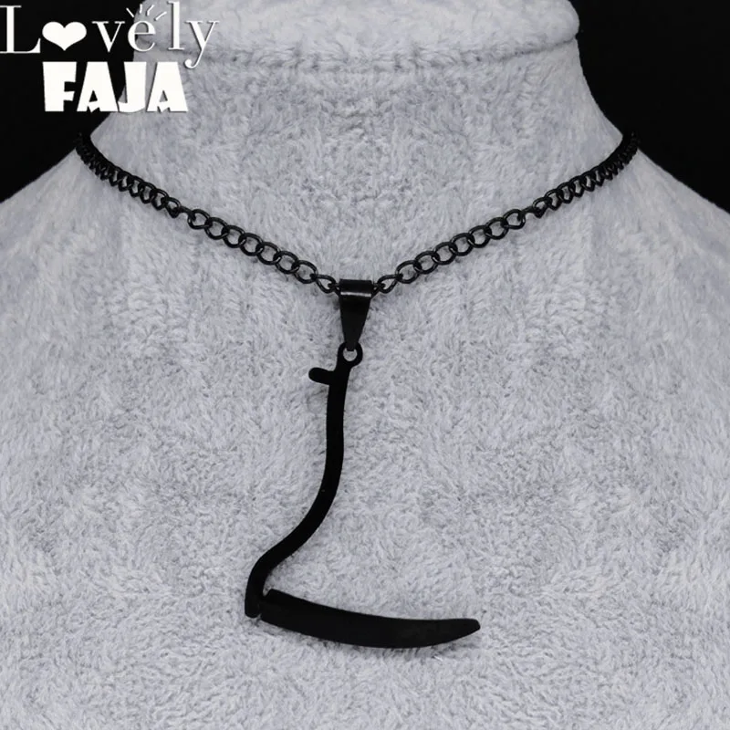 

Lovely FAJA Gothic Stainless Steel Sickle Neckless Women Black Grim Reaper Necklaces & Pendants Jewelry colier femme N4125S03