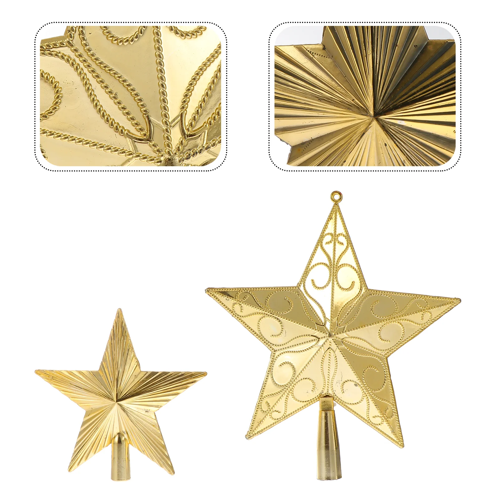 

2pcs Christmas Tree Stars Party Treetop Adornments Decorative Supplies