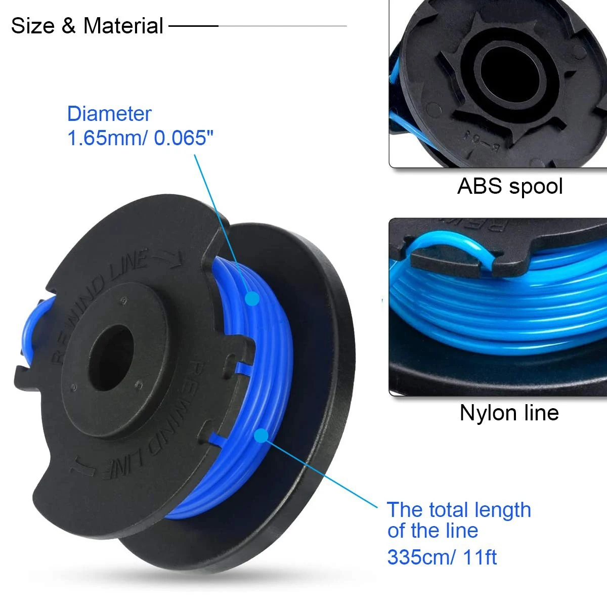 AC14RL3A Line String Trimmer Replacement Spool for Ryobi Weed Eater 18V, 24V, 40V Auto Feed Cordless Trimmers