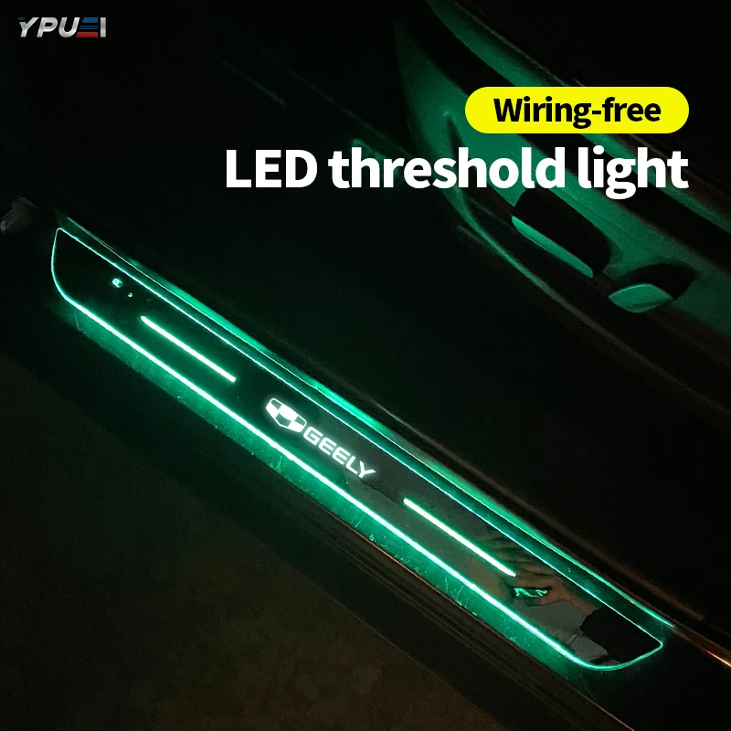 

USB Luminous Car Logo Moving LED Welcome Pedal Car Door Sill Pathway Light For Geely Atlas Coolray Boyue NL3 Emgrand X7 EX7