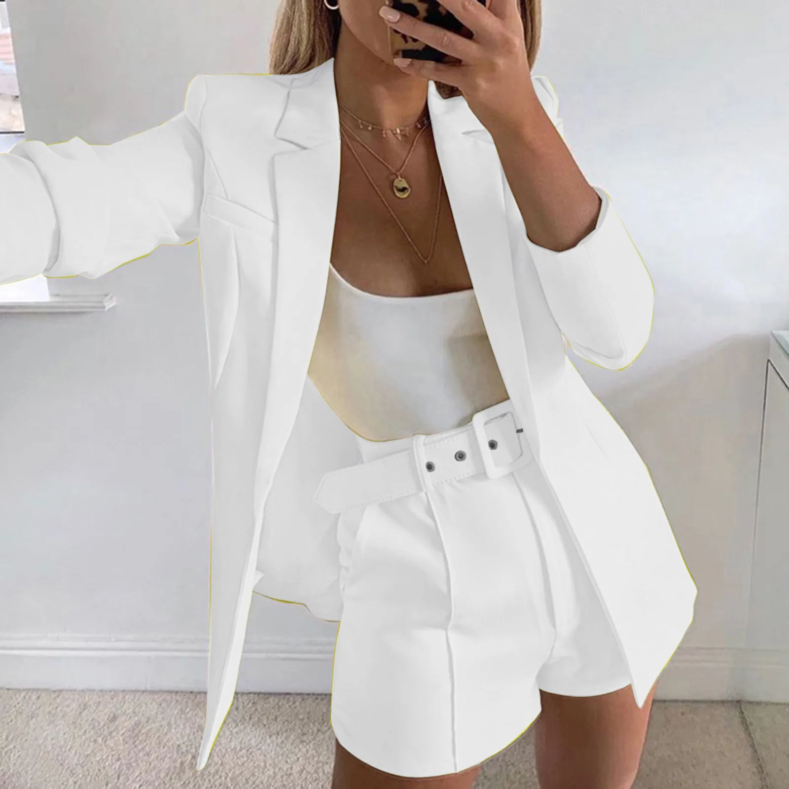 South Butt Jacket Women's Casual Light Weight Thin Jacket Slim Coat Long Sleeve Blazer Office Pant Suits for Women Dressy