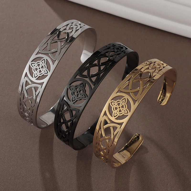 

Men Women Fashion Witchcraft Stainless Steel Bangles Witch Irish Knot Gold Color Bracelet Witch Jewelry