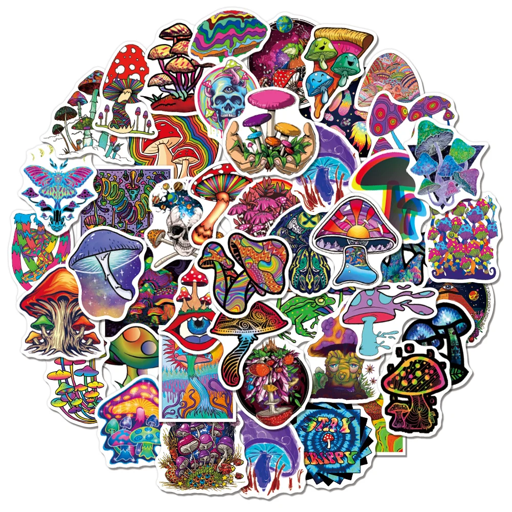 

50Pcs Hippie Trippy Mushroom Psychedelic Graffiti Stickers for Laptop Motorcycle Skateboard Waterproof Decal Sticker Toys