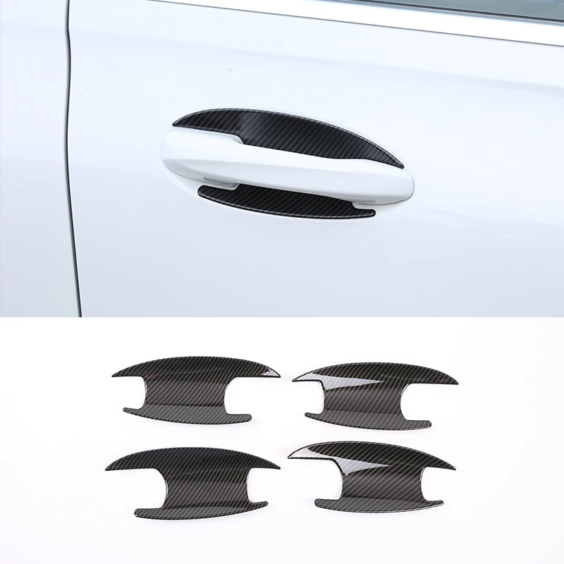 

4 Pcs Bright Silver Carbon Fiber ABS Car Door Bowl Cover Trim For Mercedes Benz B Class W247 200 Car Accessories 2019-2020