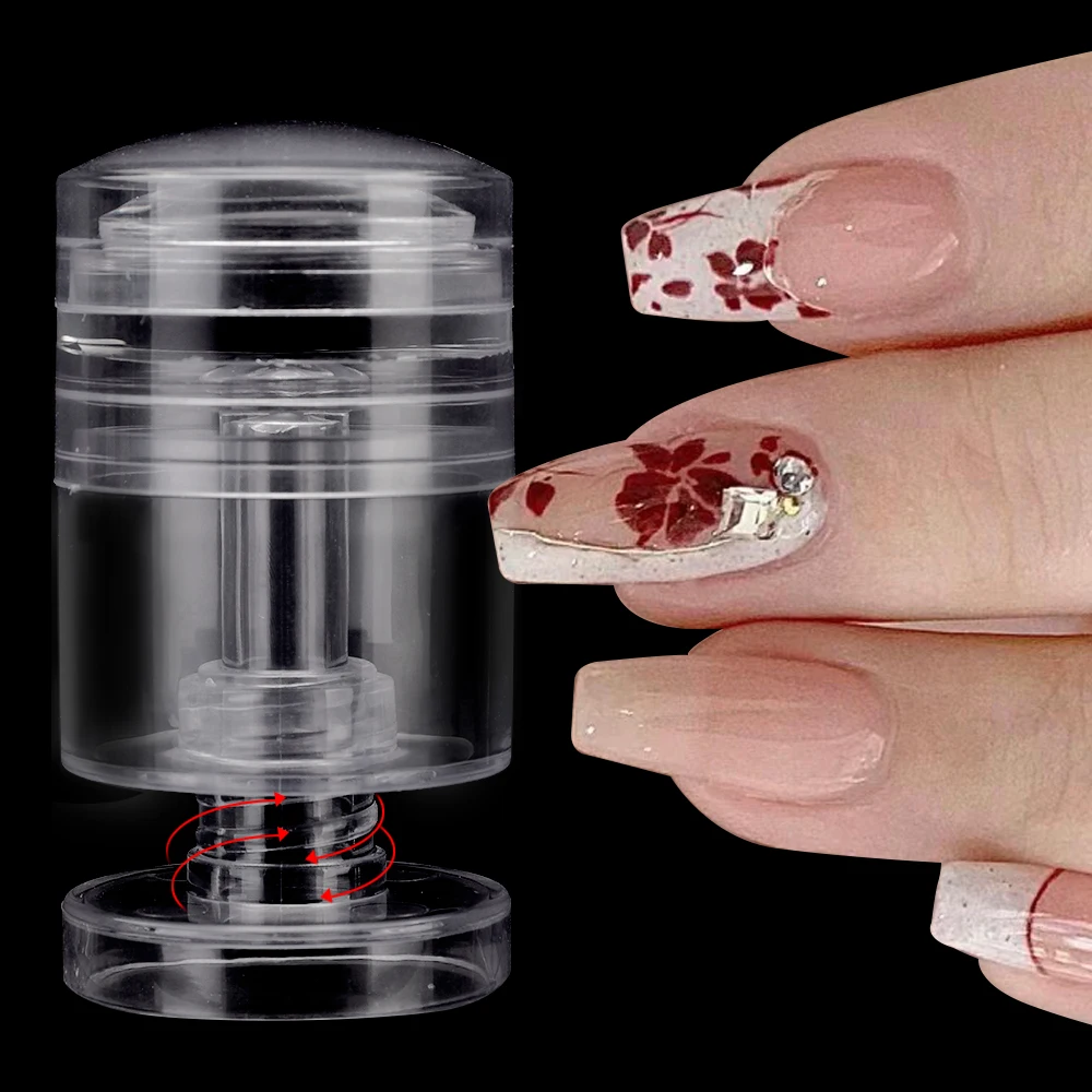 Прозрачные поворотные штампы для ногтей регулируемый размер узора Силиконовая