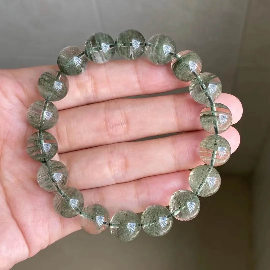 

11mm Natural Green Phantom Quartz Bracelet Jewelry For Women Men Wealth Luck Gift Energy Crystal Healing Beads Strands AAAAA