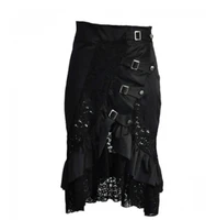 black lace punk shapewear with skirt high waist irregular skirt wrap hip tight skirt mini skirt