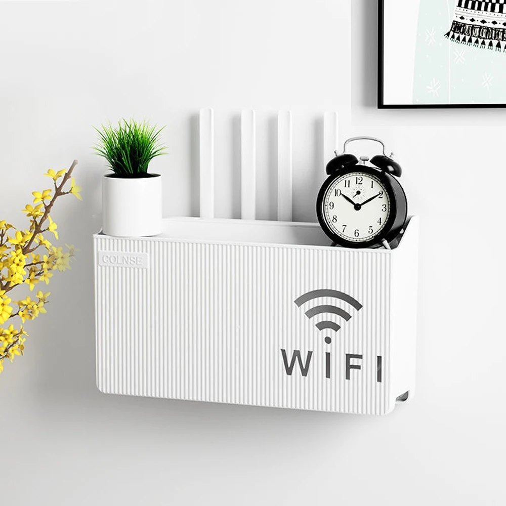 

Настенный ящик для хранения маршрутизатора, беспроводная подсветка для кабеля, фотоорганайзер, держатель для дома и офиса, Декор