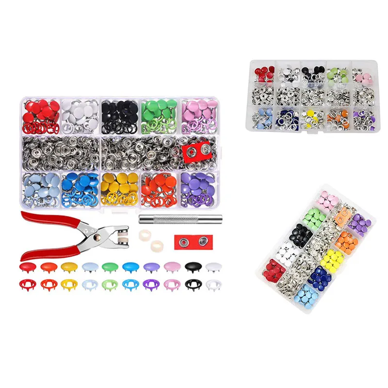 

10 Colors Metal Sewing Buttons Hollow Solid Prong Press Studs Snap Fasteners For Clothes Bags