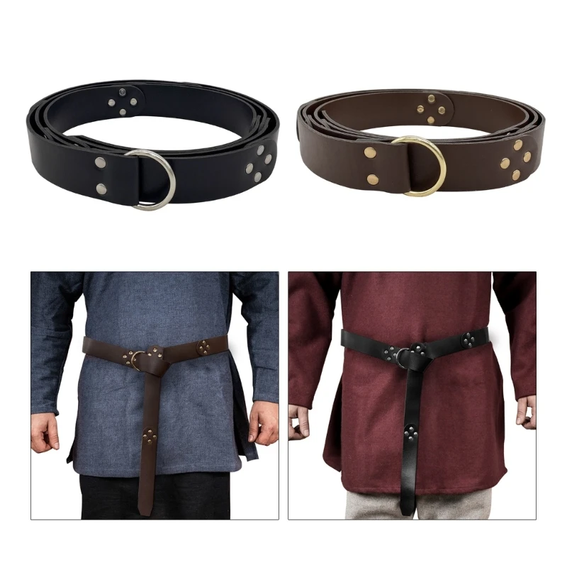 

Europe Medieval Viking Belt for Men Renaissance Knight Belt PU Leather Ring Belt Viking Costume LARP Accessories 24BD