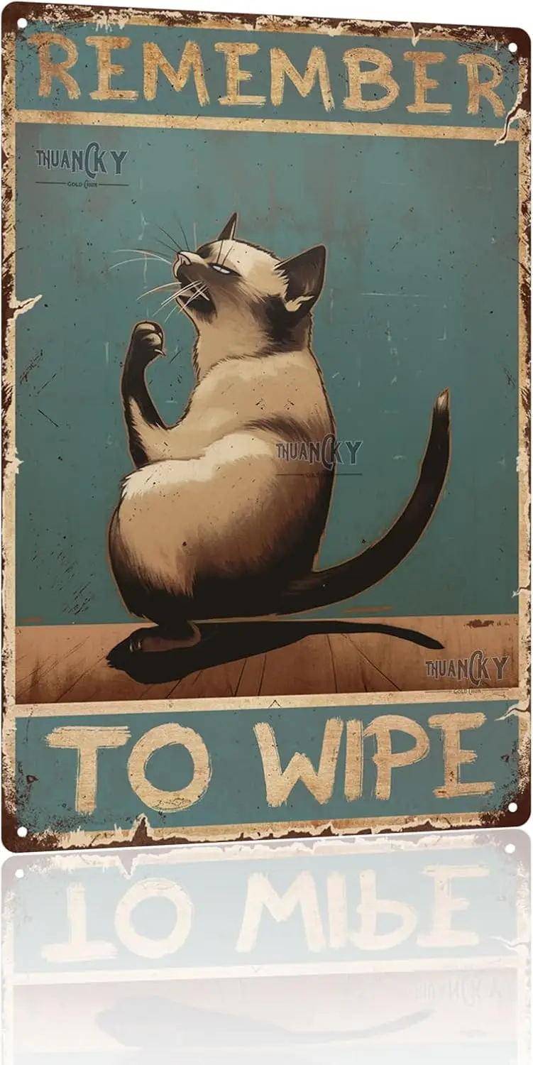 Alumnum Vntage Tn Sgns Remember to Wpe Sgn Funny Cat Metal Настенный декор для ванной комнаты Love Cats Wall Art for