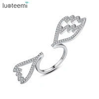 luoteemi open adjustable female ring two angle wings circle rings for women wedding squillare cubic zirconia jewelry cartierr