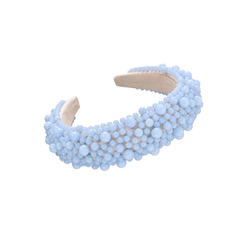 

Pink Fabric Resin Beaded Headband Adults Kids Colorful Beautiful Hair Accessories Children Cute Various Colors Pearl 헤어밴드