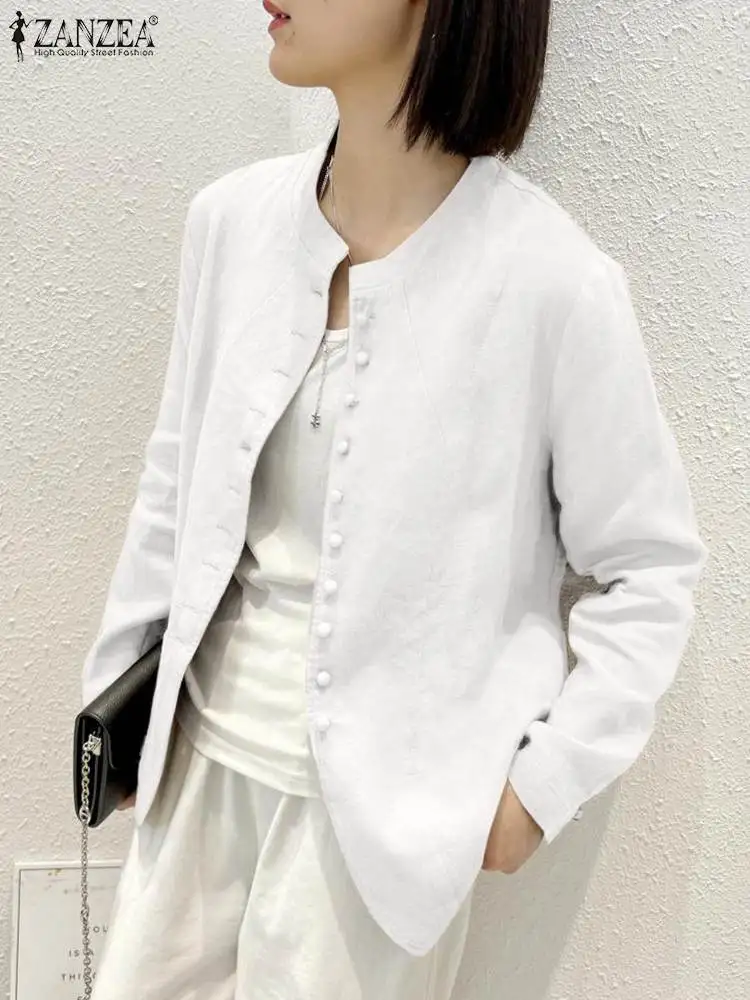 

Women Autumn Cardigan Jackets ZANZEA Fashion Solid Long Sleeve Blouse Causal Button Down Shirt Thin Tops Elegant Female Blouses