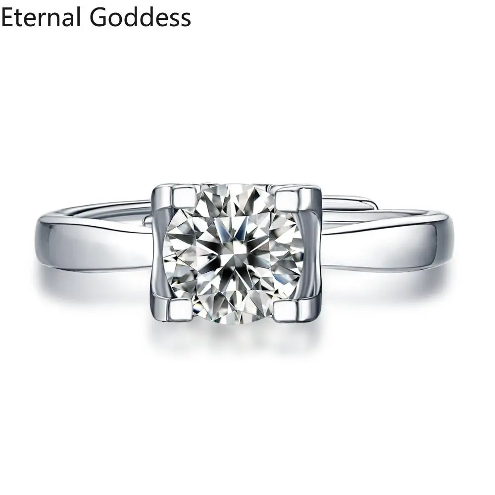

Rings Classic Design Sterling Silver 925 Marquise Moissanite Ring Round Brilliant Cut Women Wedding Rings Engagement Jewelry