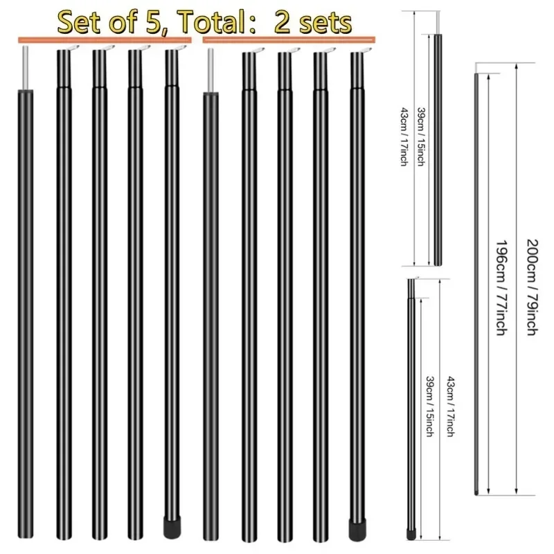 Набор Телескопических Столбов Для Палатки 2 Шт. Регулируемые Колья Из