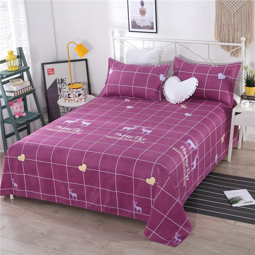 

Bed Sheet Home Textile Modern Polyester Cotton Flat Sheets Bed Linens Single Queen King Size Bedspread (Pillowcase Need Order)