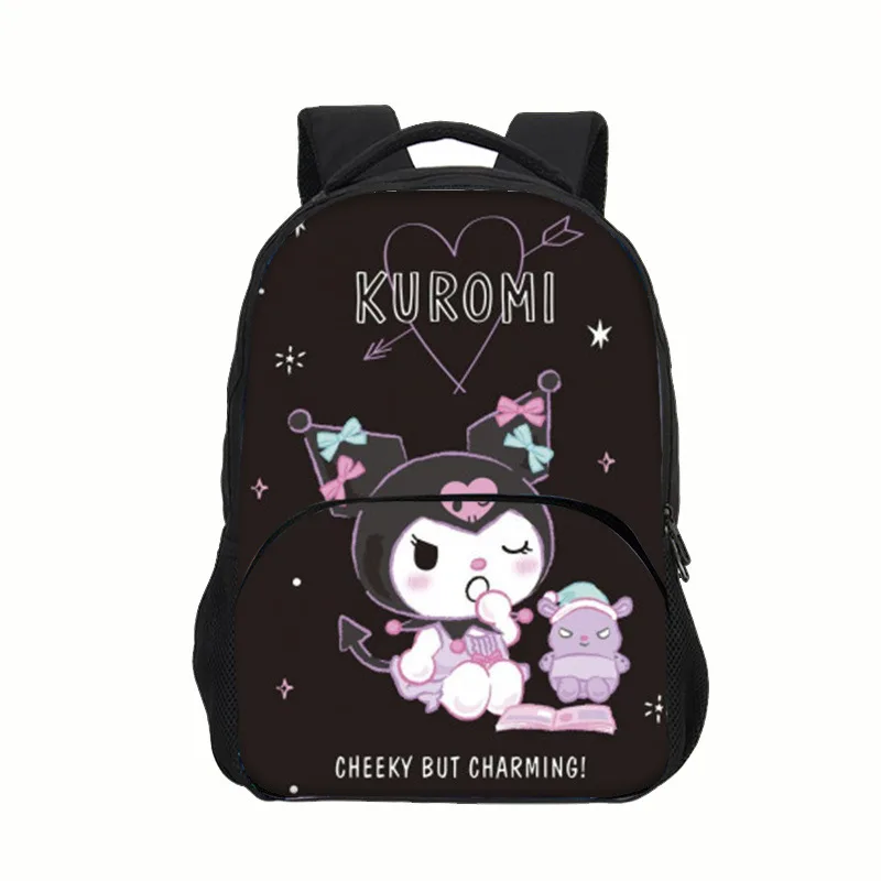 

Большой Вместительный мультяшный рюкзак Sanrio Kuromi для девочек, ранцы для учеников младшей и старшей школы, милый школьный рюкзак