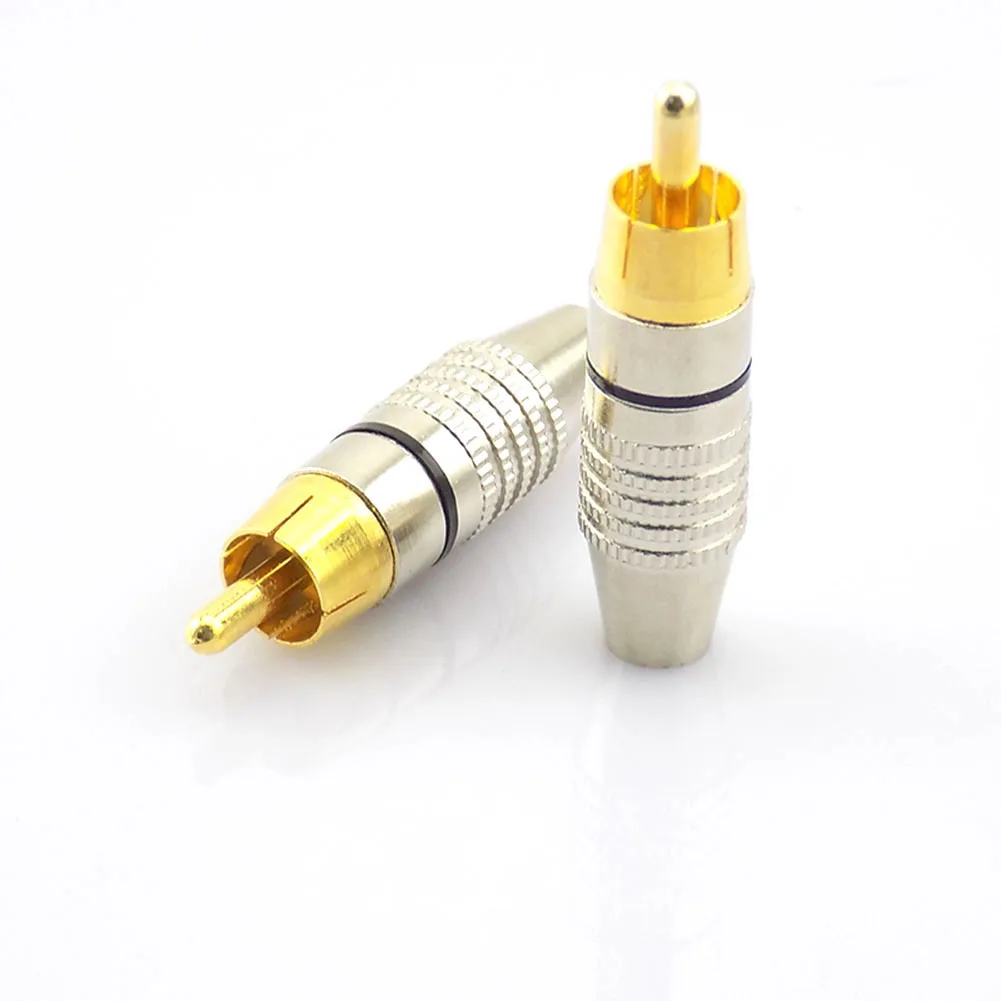 2 шт. золотой штекер RCA разъем без пайки адаптер для аудиокабеля видеокамера