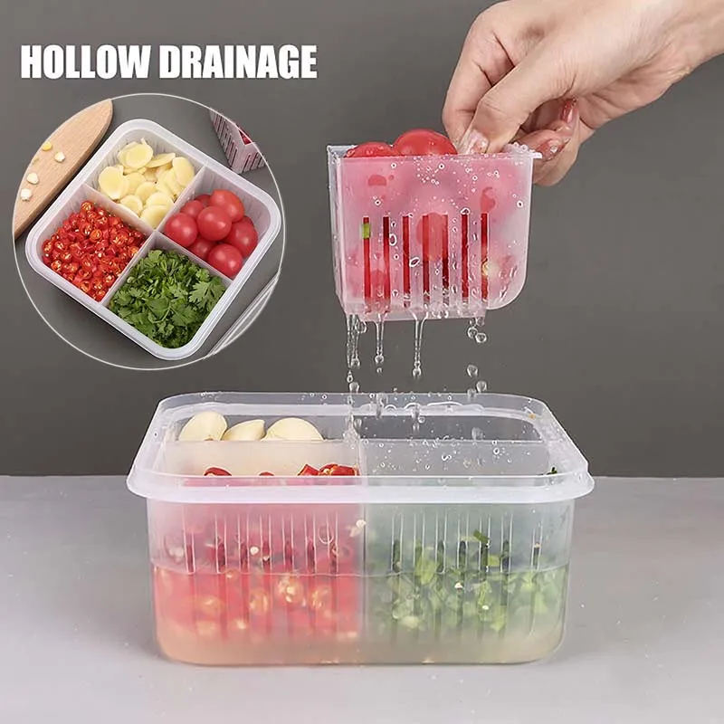 Многофункциональная коробка для хранения в холодильнике 4-в-1 герметичная