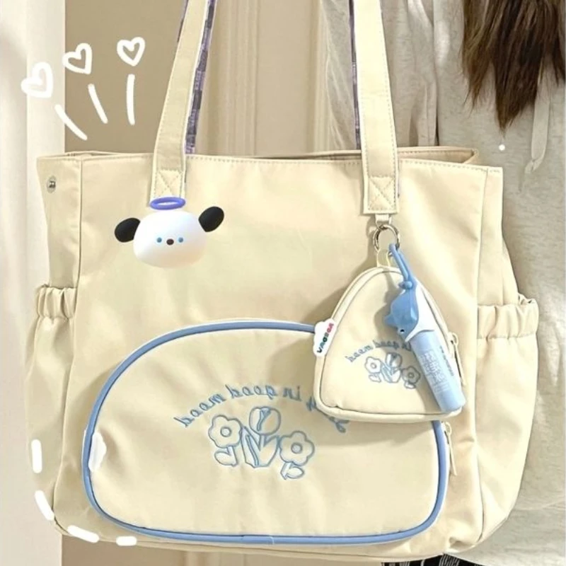 

New Large-capacity Canvas Bags Ins Wind Girls Cute Shoulder Tote Bag Students Class Commuter Bag