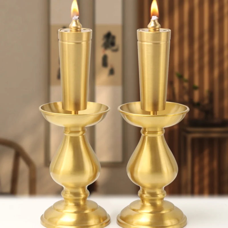

Подсвечник из чистой меди с матовой поверхностью, подсвечник с масляным свечом, лампа Changming, передняя лампа Будды, лампа с жидким маслом,