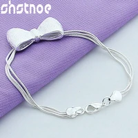 925 sterling silver snake chain bow bracelet for women party engagement wedding birthday gift fashion charm jewelry