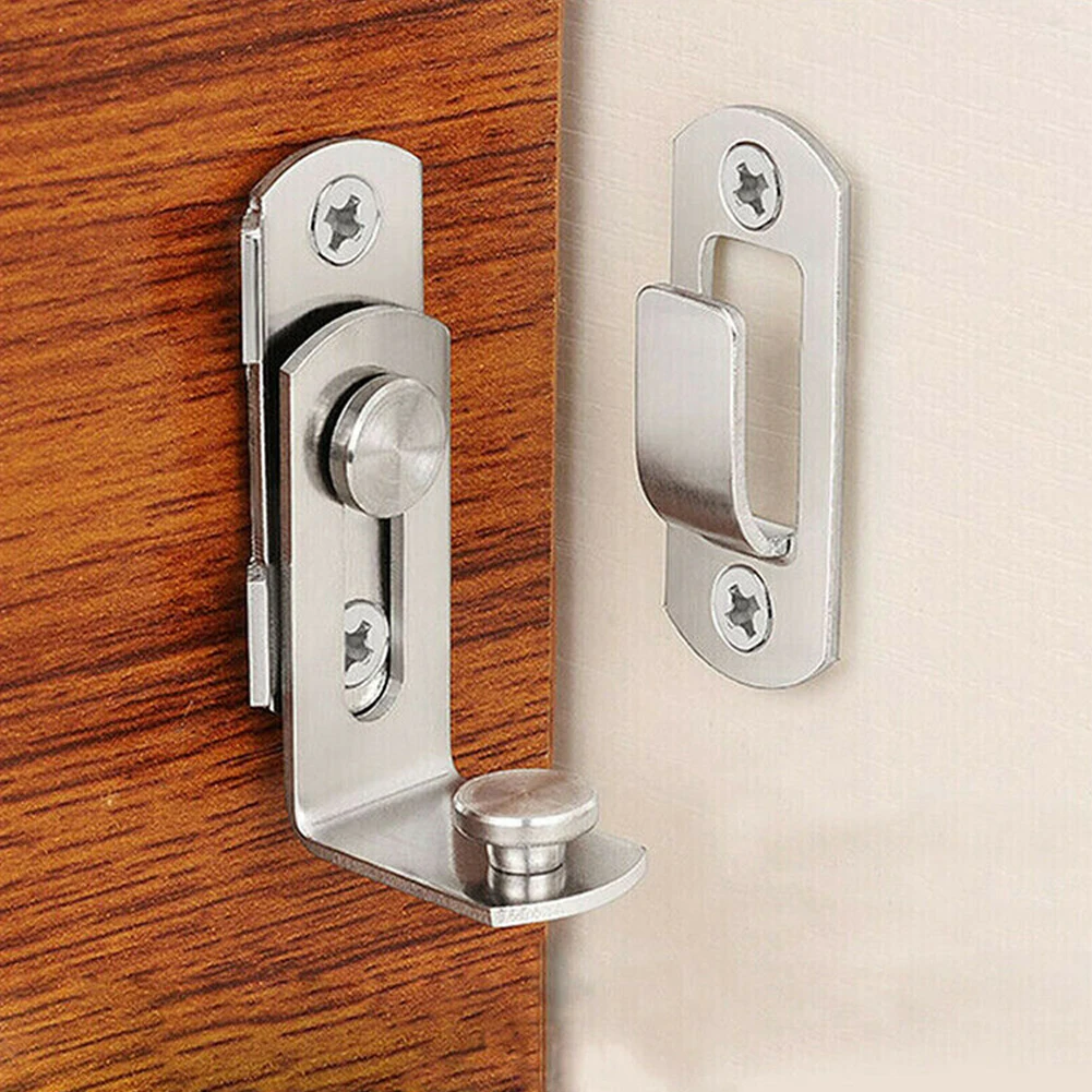 

1PCS Silver Door Bolt Kitchen 3 Inch 90 Degree Right Angle Door Latch Buckle Hasp Sliding Lock Barrel Bolt Stainless Steel