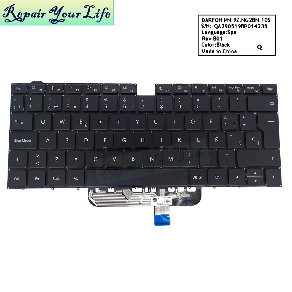 Клавиатура с подсветкой для Huawei MateBook D 15 BOB-WAH9 WAE9P BOH-WAQ9L WAP9R WAQ9RP