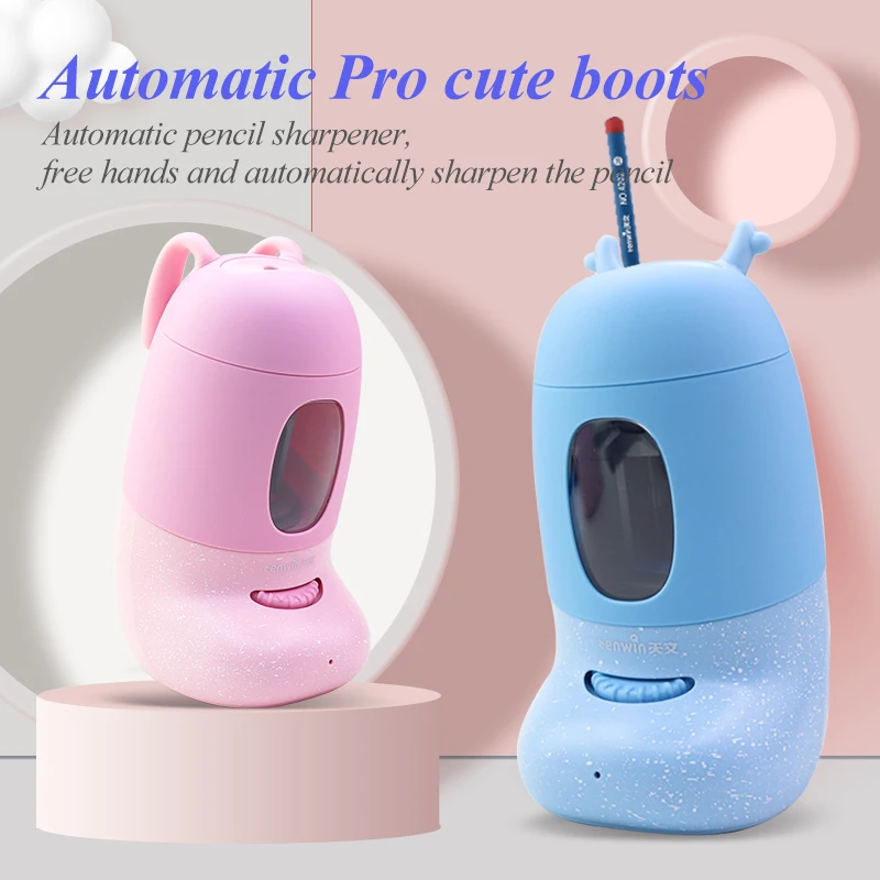 Kids Pencil Sharpener Electric Automatic A11Pro Automatic Pencil Sharpener Automatic Cute Boots Style Cartoon Student Supplies