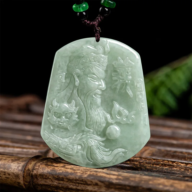 

Burmese Jade Guan Yu Pendant Charms Luxury Necklace White Emerald Jewelry Gifts for Women Pendants Jadeite Man Carved Natural