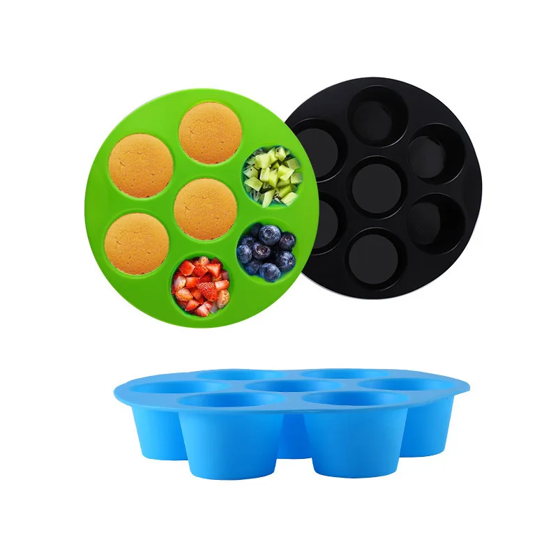 

7 Holes Airfryer Silicone Pot Muffin Cup Mold Air Fryer Accessories Cake Cup Mold Microwave Oven Silicone Baking Pan For Pastry