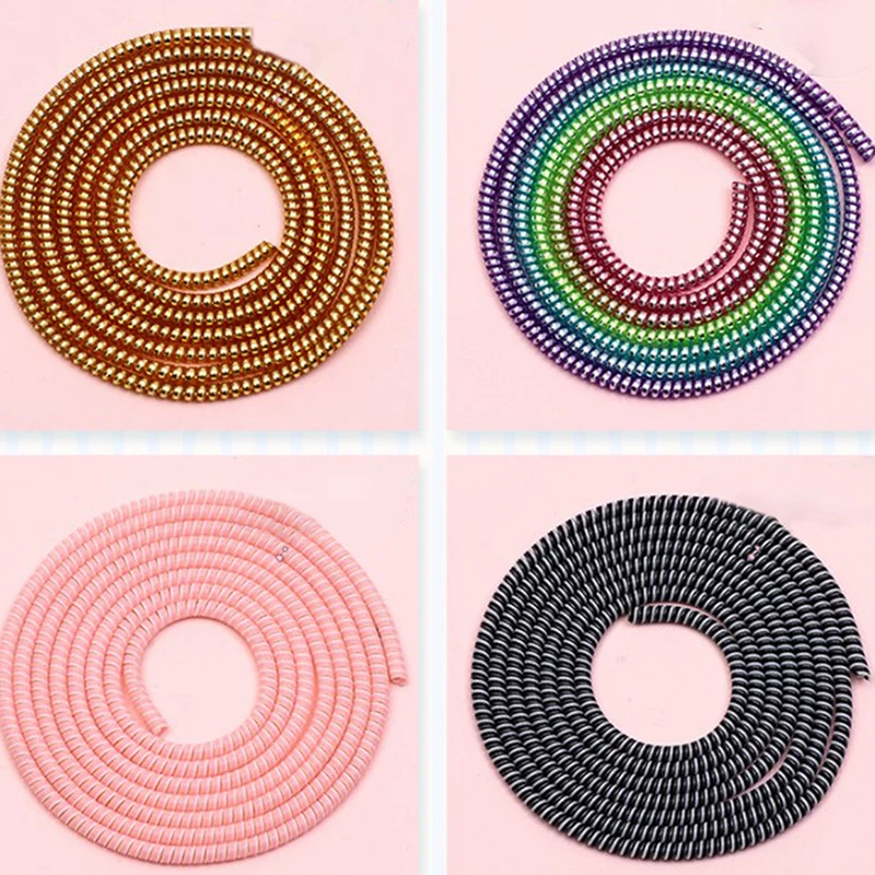 

1Roll 11 Laser Color Style 1.1M USB Charging Data Line Cable Protector Wire Cord Protection Spring Wrap Cable Winder Organizer