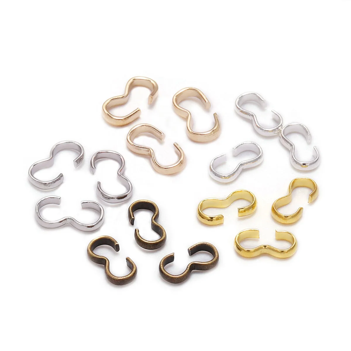 

100pcs 4*8 mm Number "3" Ends Fastener Connectors Links Brass Rope Connect Clasps Closed Rings Supplies For DIY Jewelry Finding