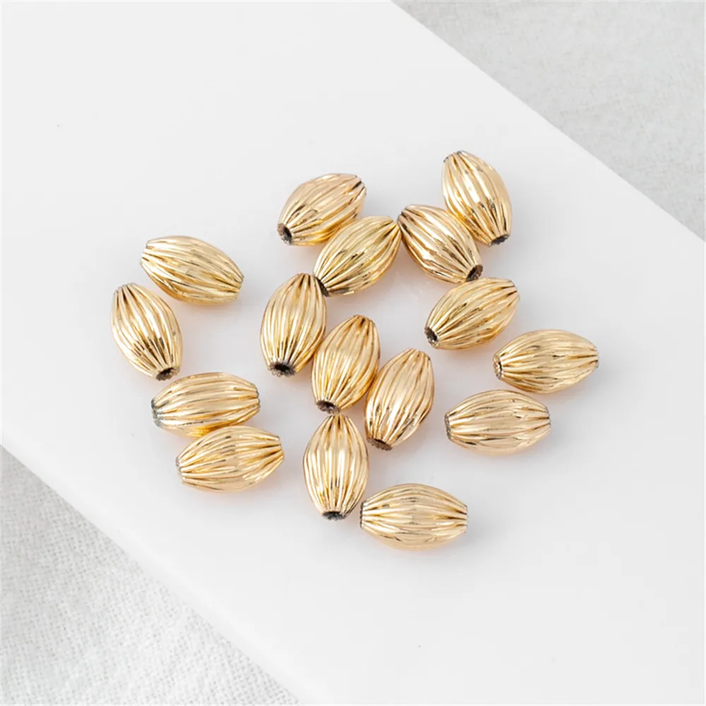

14k gold covered small rice melon beads 5x8mm rice shaped pumpkin beads diy handmade jewelry loose beads accessories