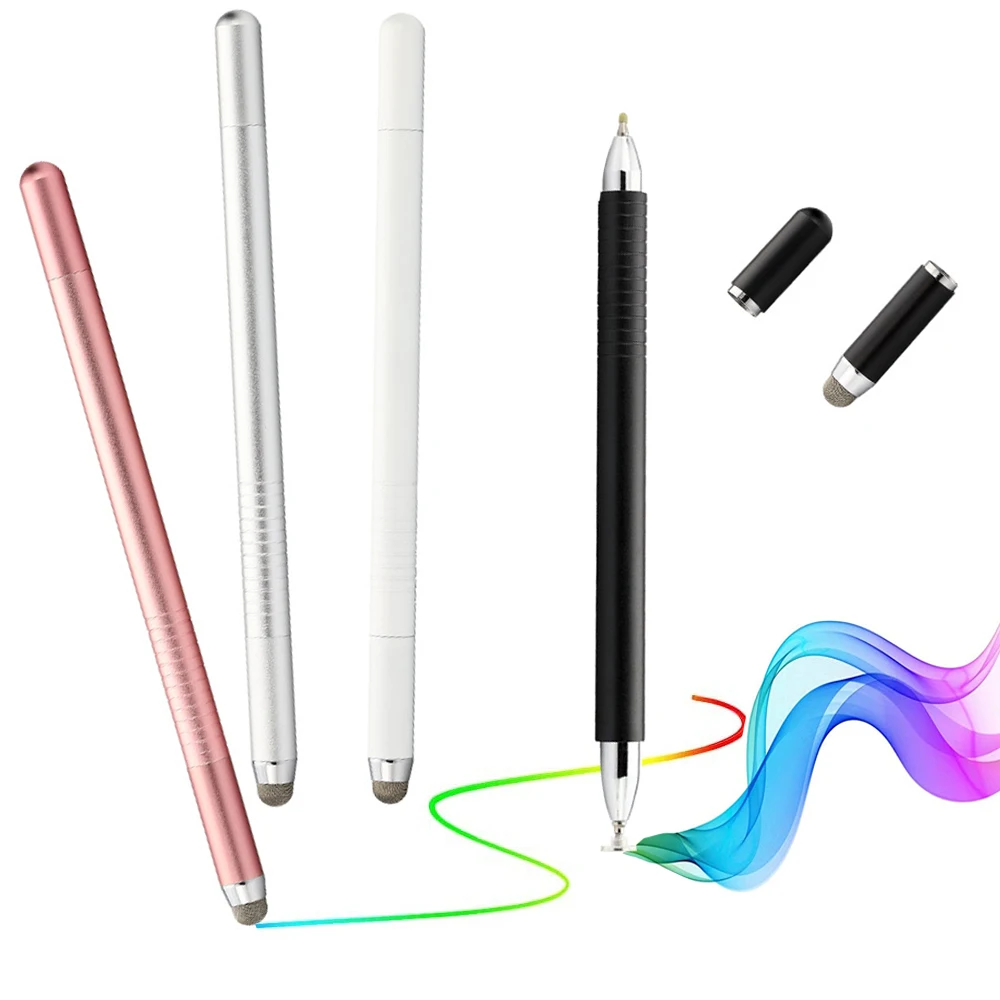

5 шт. 3 в 1 емкостный волоконный наконечник Высокочувствительный дисковый Стилус ручки для подписей для Samsung Galaxy iPhone iPad сенсорные экраны план...