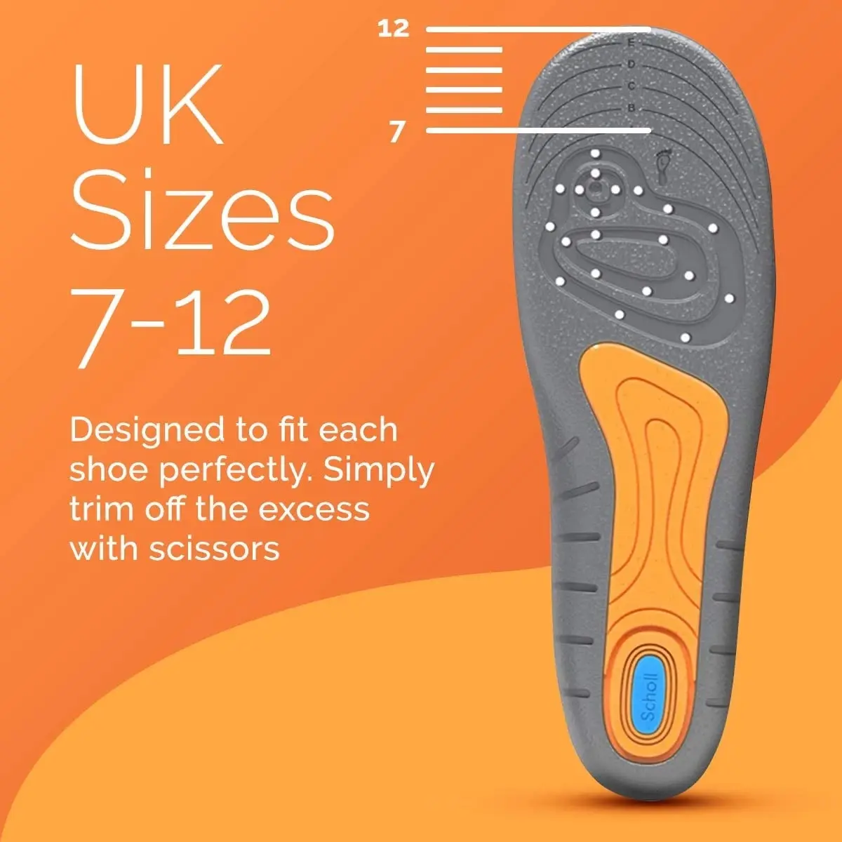 Scholl Gel Activ Work Insoles Men Orthopedic Feet Soles Pad For Non-Leather Casual Flat Shoes Sneaker Boots Comfort non-Slip DAY