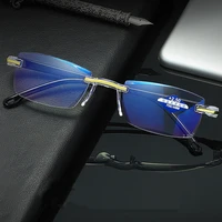 zilead blue light blocking rimless reading glasses women men square presbyopic glasses anti fatigue with diopter 1 0 1 5 4 0