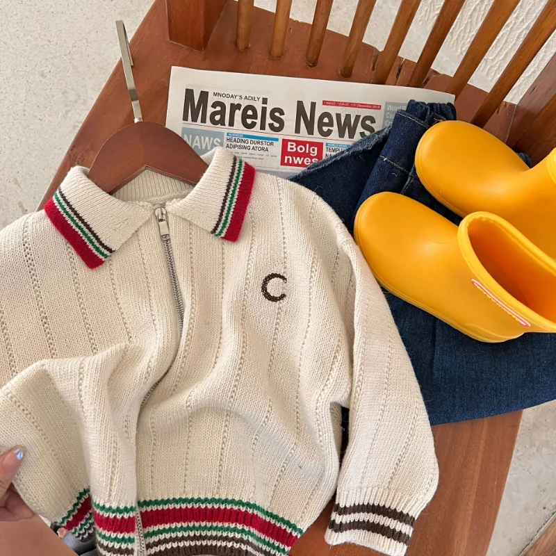 

Children's Sweaters 2022 Squint Eyes Autumn New Line Boys and Girls' Letter Embroidery Zipper Shirts Baby Sweaters Coat Fashion
