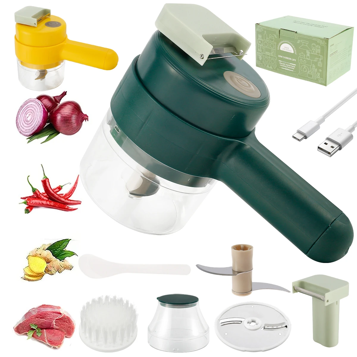 

Electric Mini Food Chopper Set Handheld Wireless Garlic Slicer Multifunctional Vegetable Cutter Portable USB Rechargeable Food
