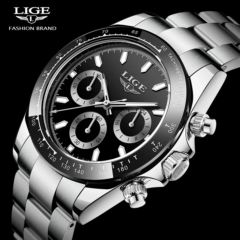 

LIGE Top Brand Watch Men Calendar Sport Wristwatches Waterproof Watches Mens Stainless Steel Male Quartz Clock Relogio Masculino