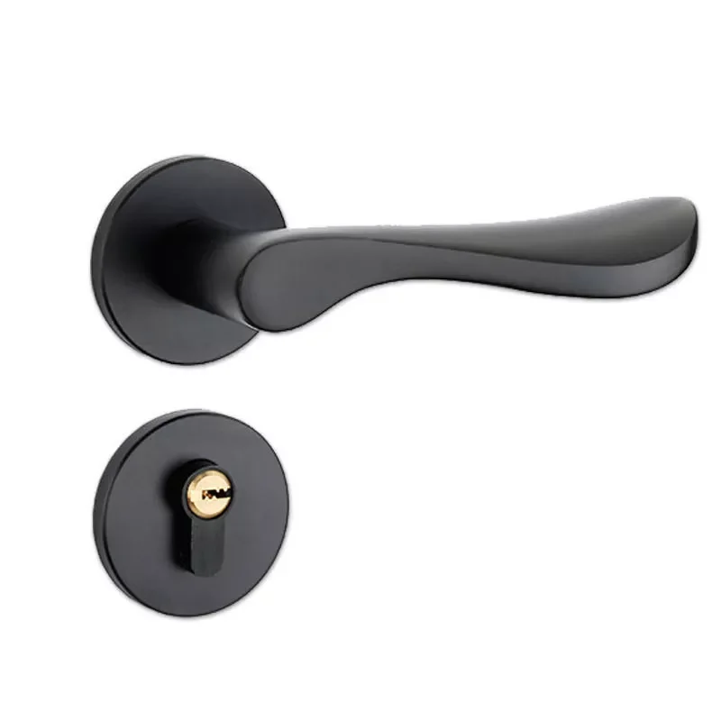 

Алюминиевый черный замок для межкомнатной двери, дверная фурнитура, ручки для межкомнатной двери, для двери спальни, ванной комнаты