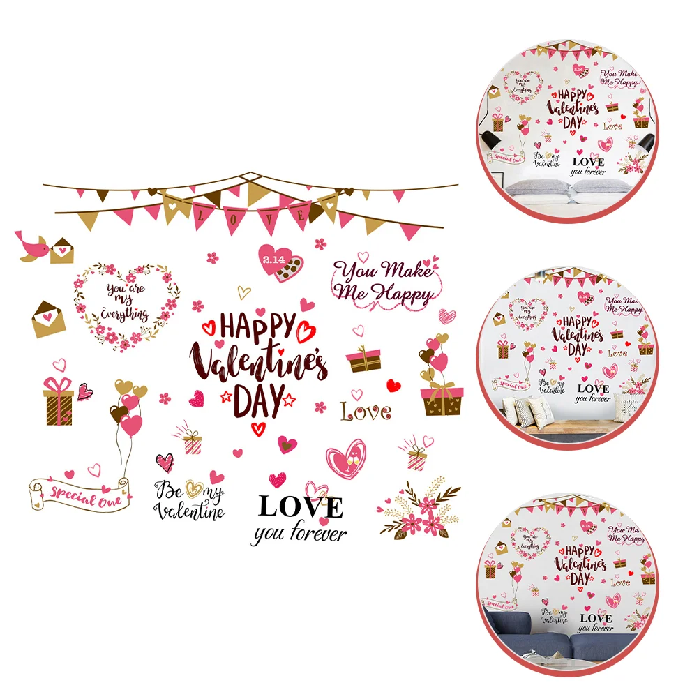 

1 Set Creative Valentine Wall Decals Valentine's Day Window Heart Decals