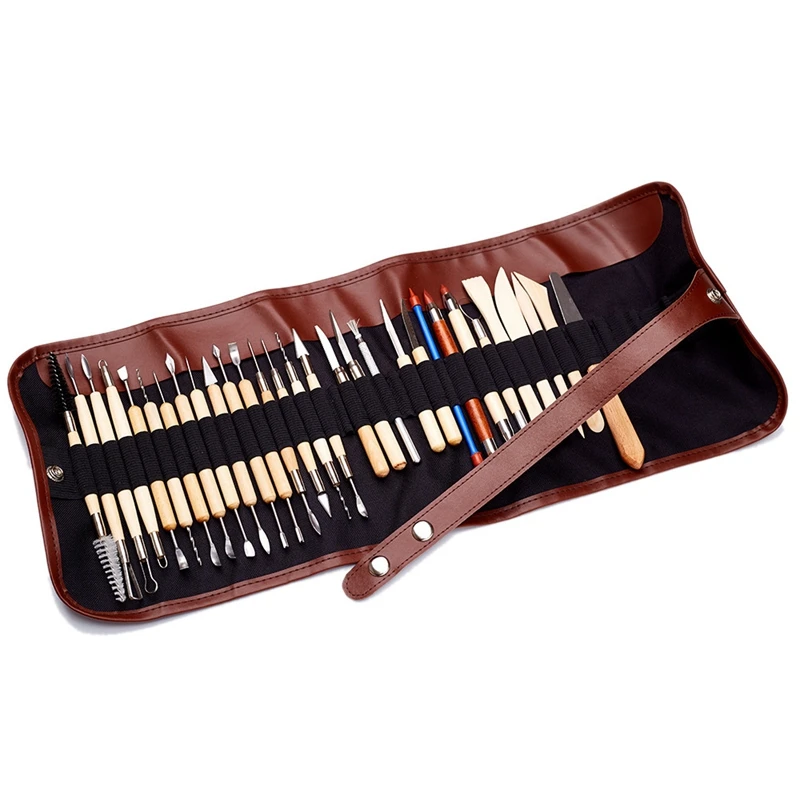 

30Pcs Arts Crafts Clay Sculpting Tools Pottery Carving Tool Kit Pottery & Ceramics Wooden Handle Modeling Clay Tools