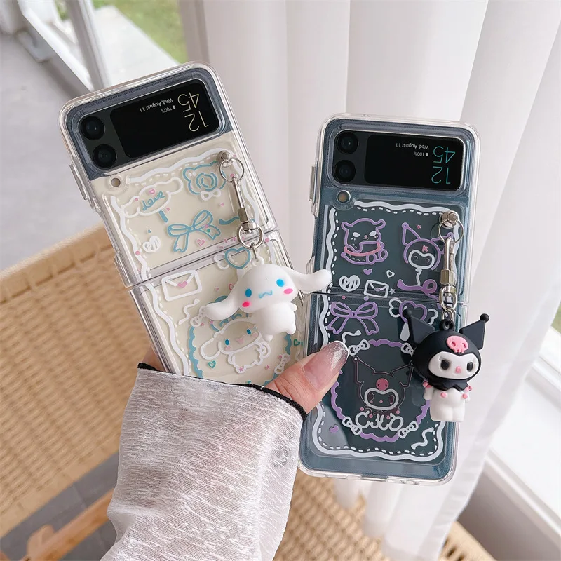 

Cute Melody Pendant Line Phone Case for Samsung Galaxy Z Flip 3 5G Hard PC Back Cover for ZFlip3 Cases Protective Shell