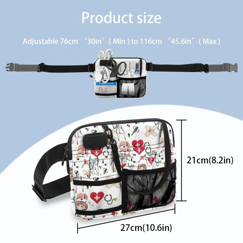 Twoheartsgirl Commute Nurse Fanny Pack Casual Medical Belt Organizer for Women Nursing Waist Bag Shoulder Pouch with Tape Holder