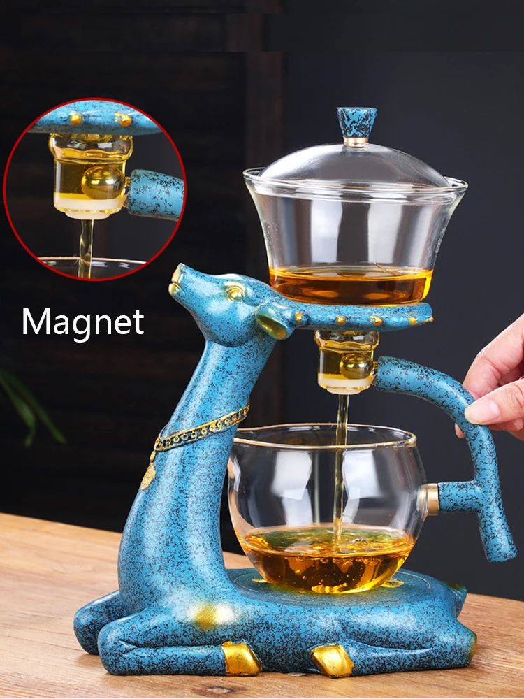 Kungfu Deer Glass Kettle Tea Pot Set Heat-resistant Magnetic Water Diversion Pot Infuser Kettles Tea Coffee Maker Teapot Set