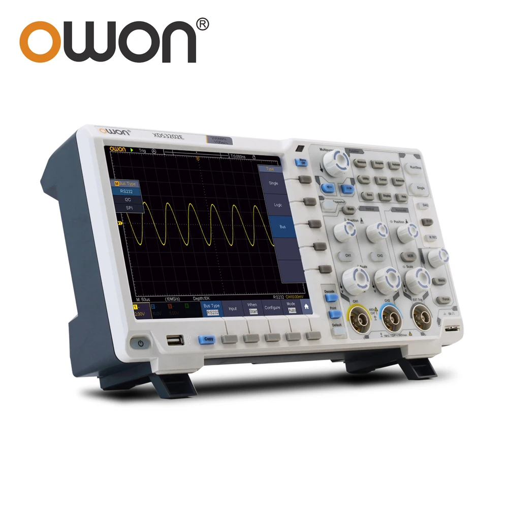 Цифровой осциллограф Owon XDS3202E 2-канальный 8 бит полоса пропускания 200 МГц USB I2C SPI RS232