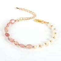 luxury natural stone baroque freshwater pearls bracelets for women girls beaded crystal bangles korean fine jewelry wedding gift
